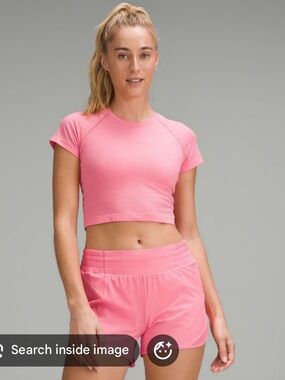 lululemon athletica Pink Short-Sleeve Cropped Active Tee